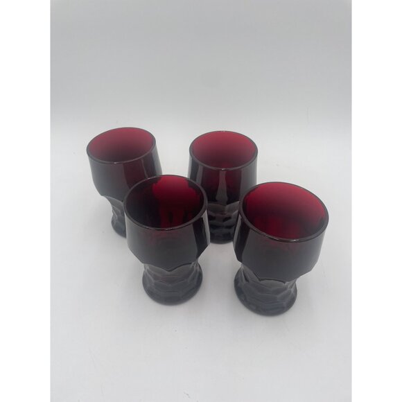 Set Of 4 Vintage Anchor Hocking Royal Ruby Red Glass Goblets - Picture 2 of 4